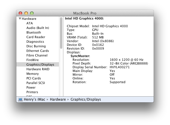intel hd graphics 4000 driver macbook pro 15in missing